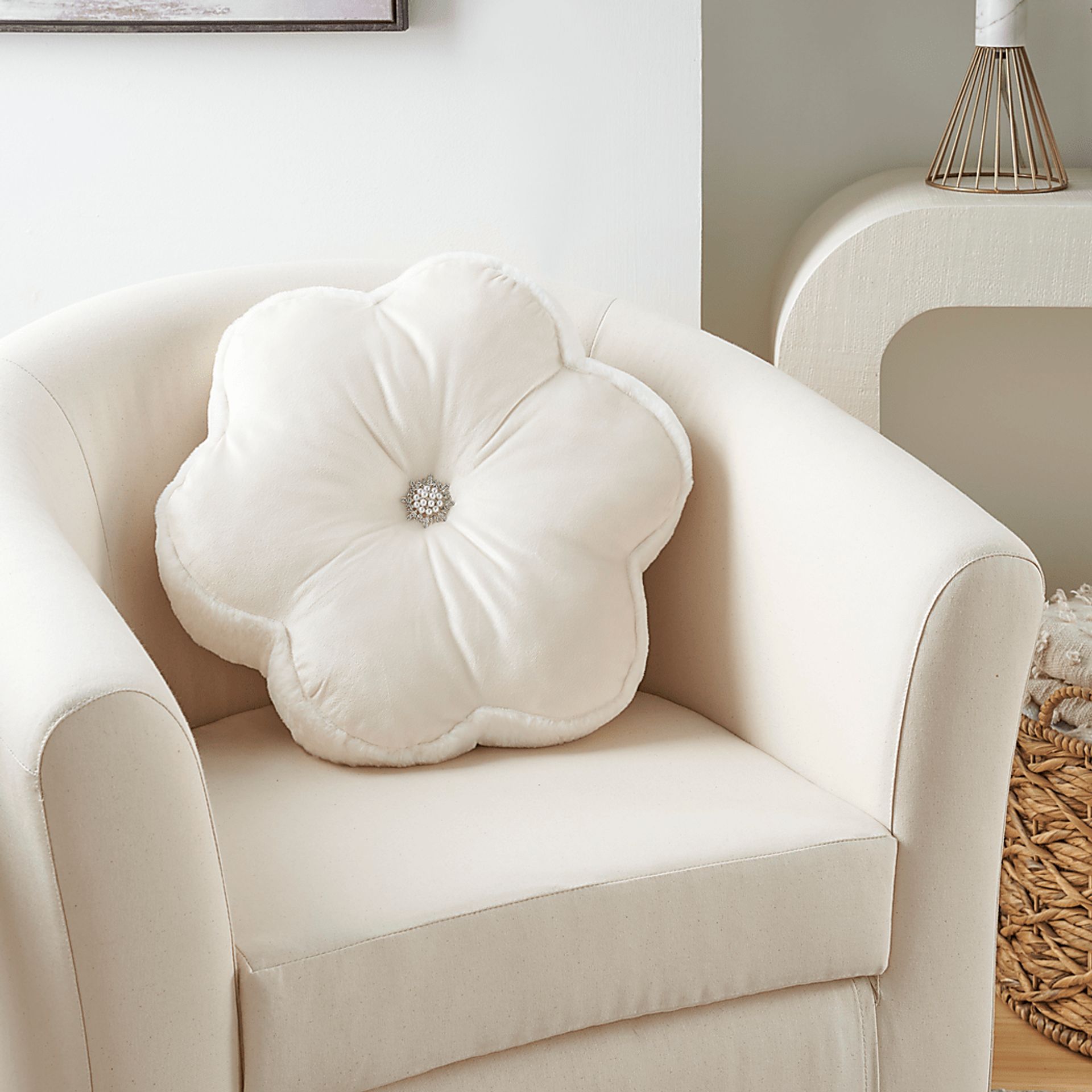 Kids Floral Bloom Ivory Throw Pillow - Image 4