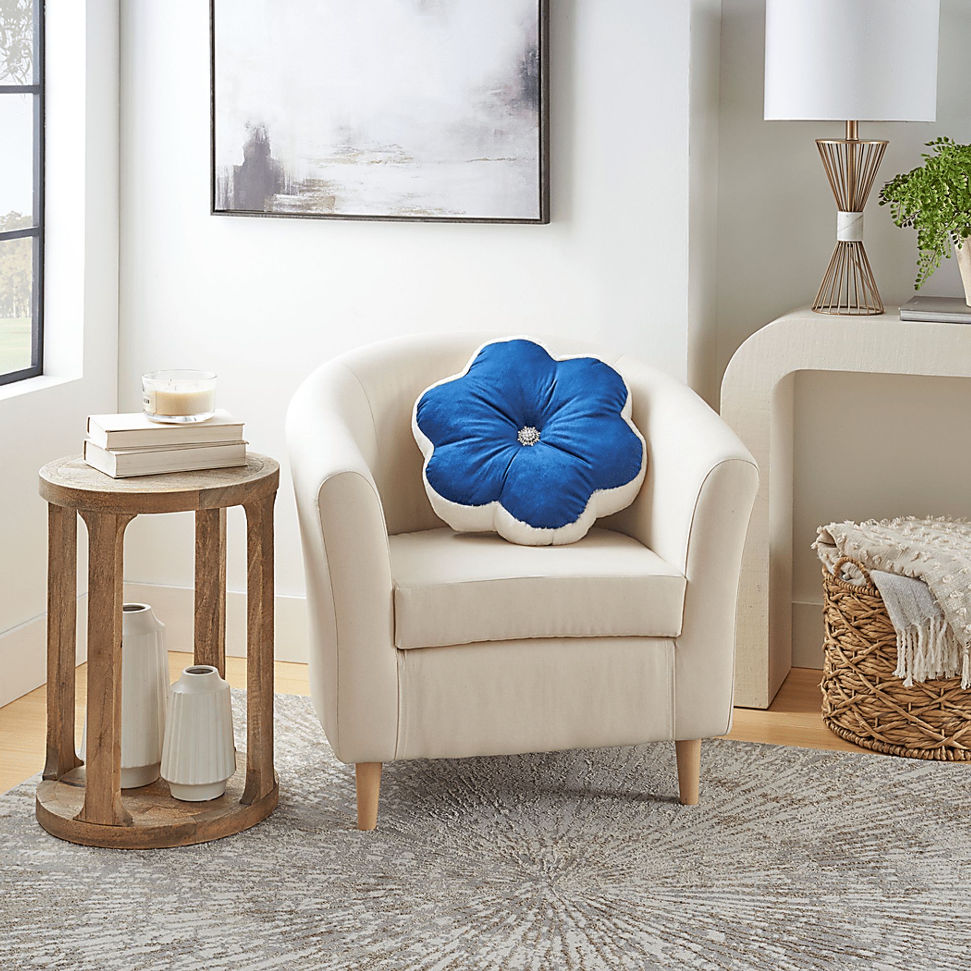 Kids Floral Bloom Navy Throw Pillow - Image 3