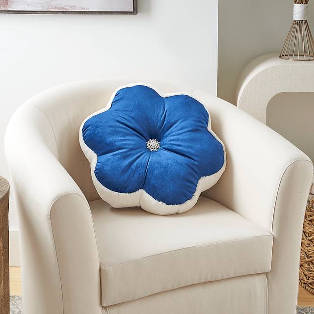 Kids Floral Bloom Navy Throw Pillow - Thumbnail - Image 4