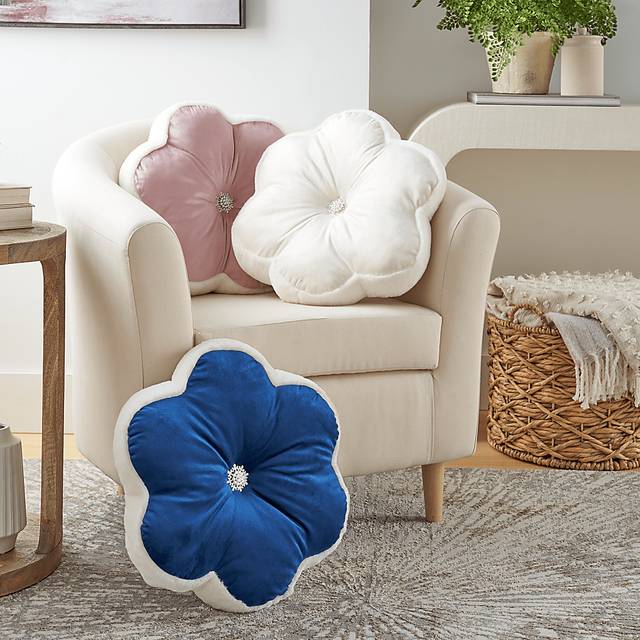 Kids Floral Bloom Navy Throw Pillow - Thumbnail - Image 5