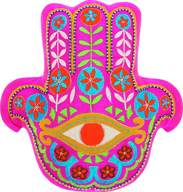 Kids Floral Hamsa Pink Accent Pillow - Thumbnail - Image 1