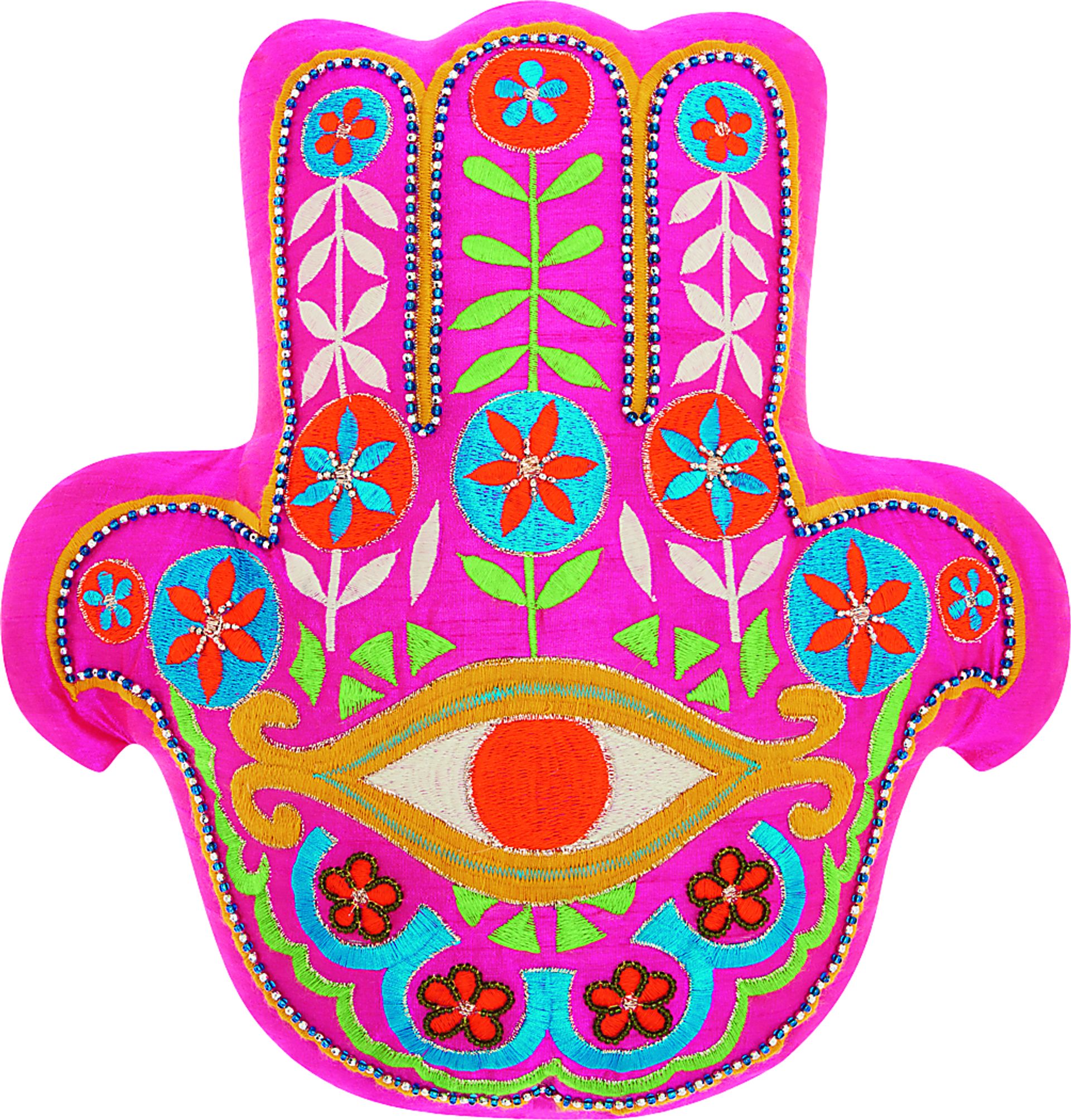 Kids Floral Hamsa Pink Accent Pillow - Image 1
