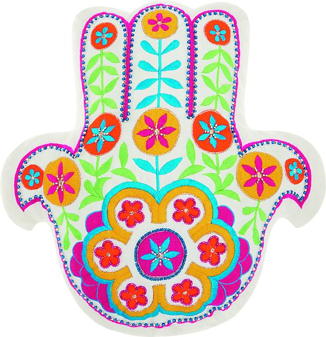 Kids Floral Hamsa White Accent Pillow - Thumbnail - Image 1