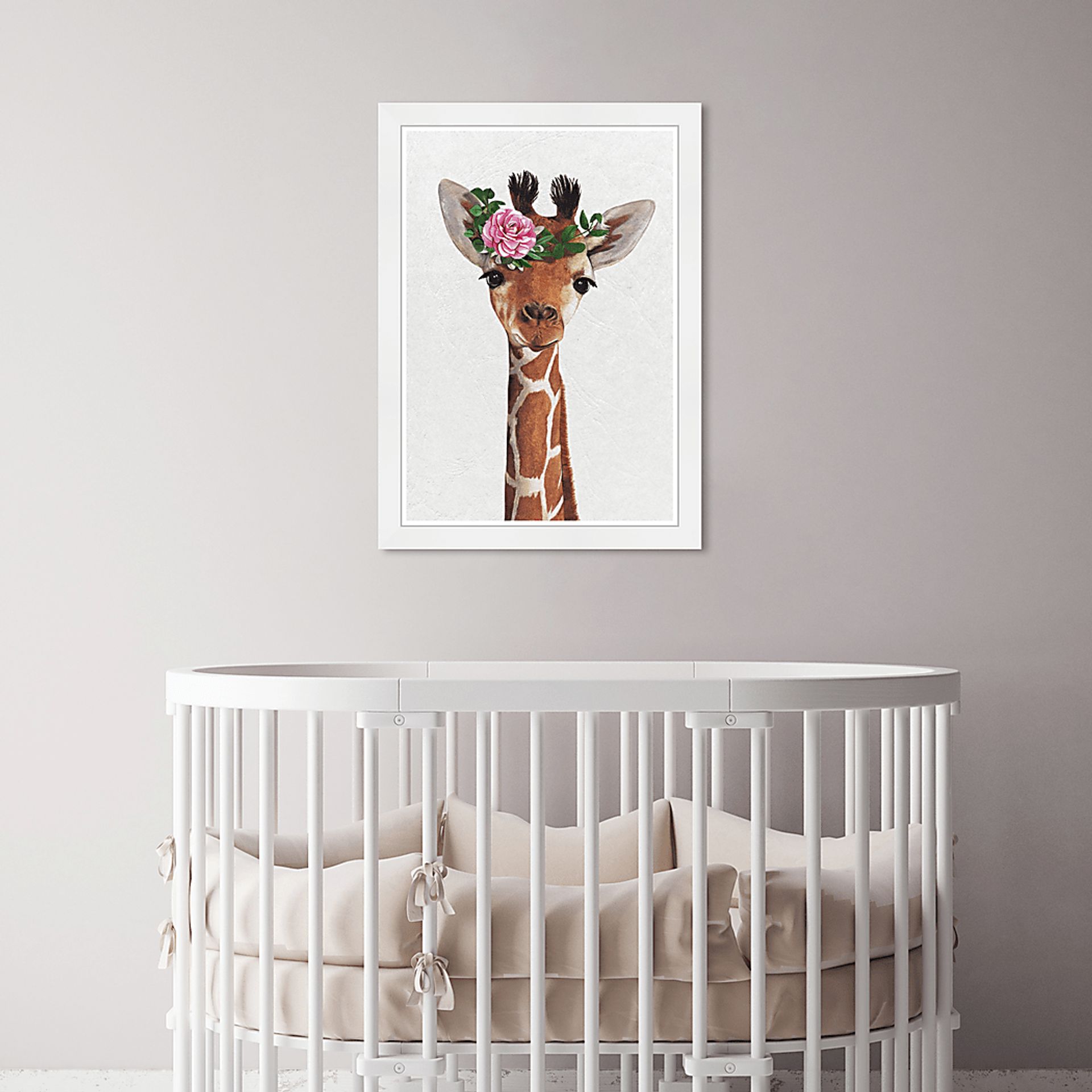 Kids Flower Giraffe Brown Wall Art - Image 3