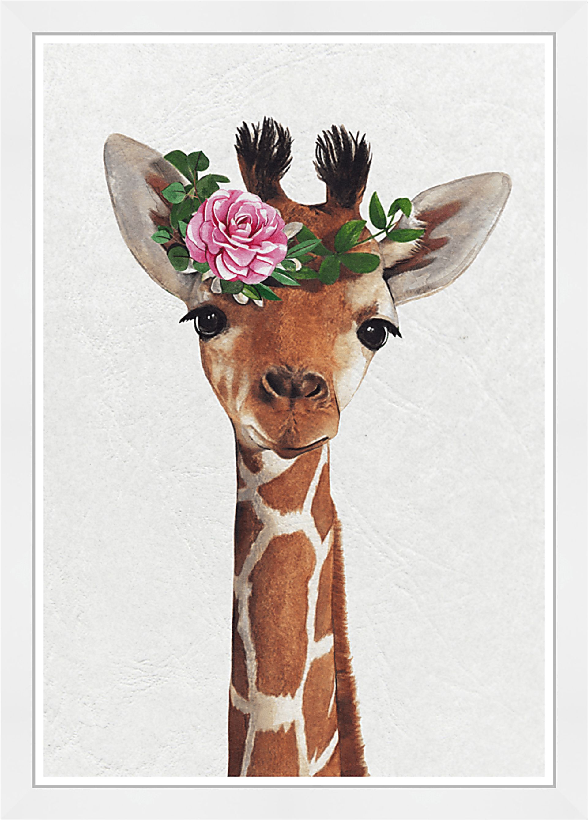 Kids Flower Giraffe Brown Wall Art - Image 1