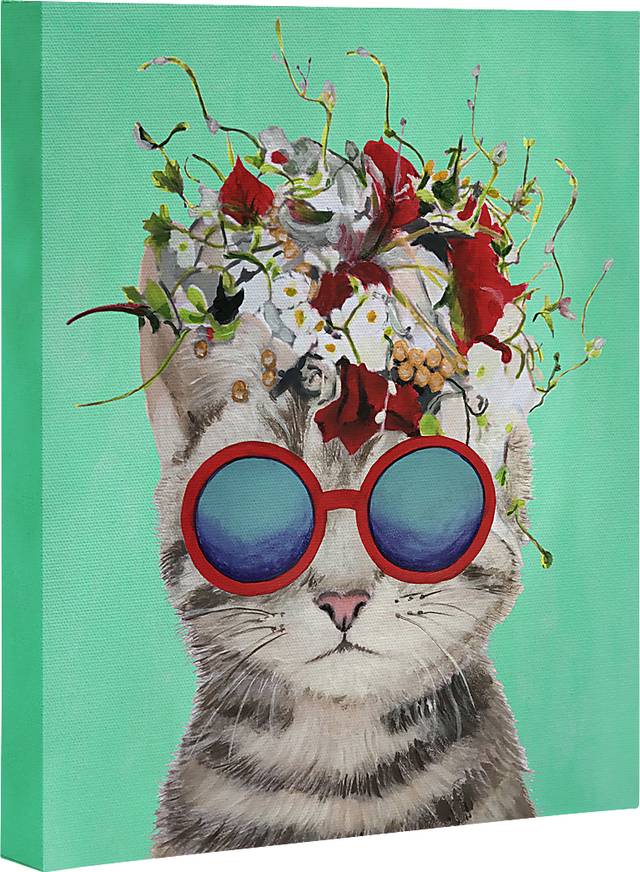 Kids Flower Power Cat II Blue Artwork - Thumbnail - Image 1