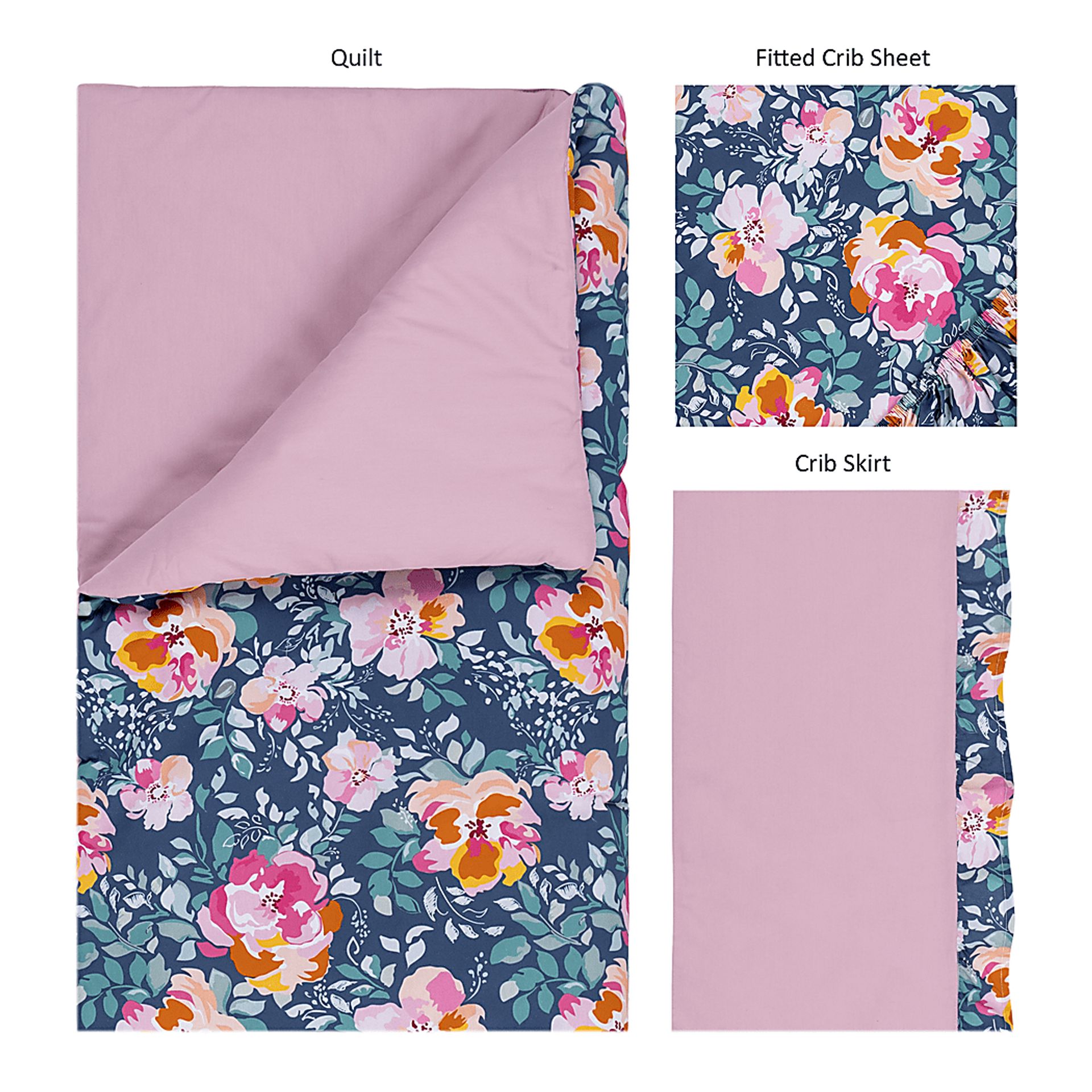 Kids Flower Snooze Blue Baby Bedding Set - Image 2