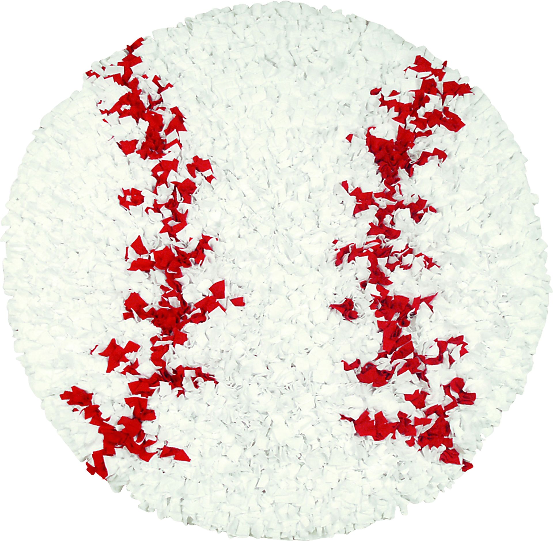 Kids Fluffy Baseball White 3' x 3' Rug - Image 1