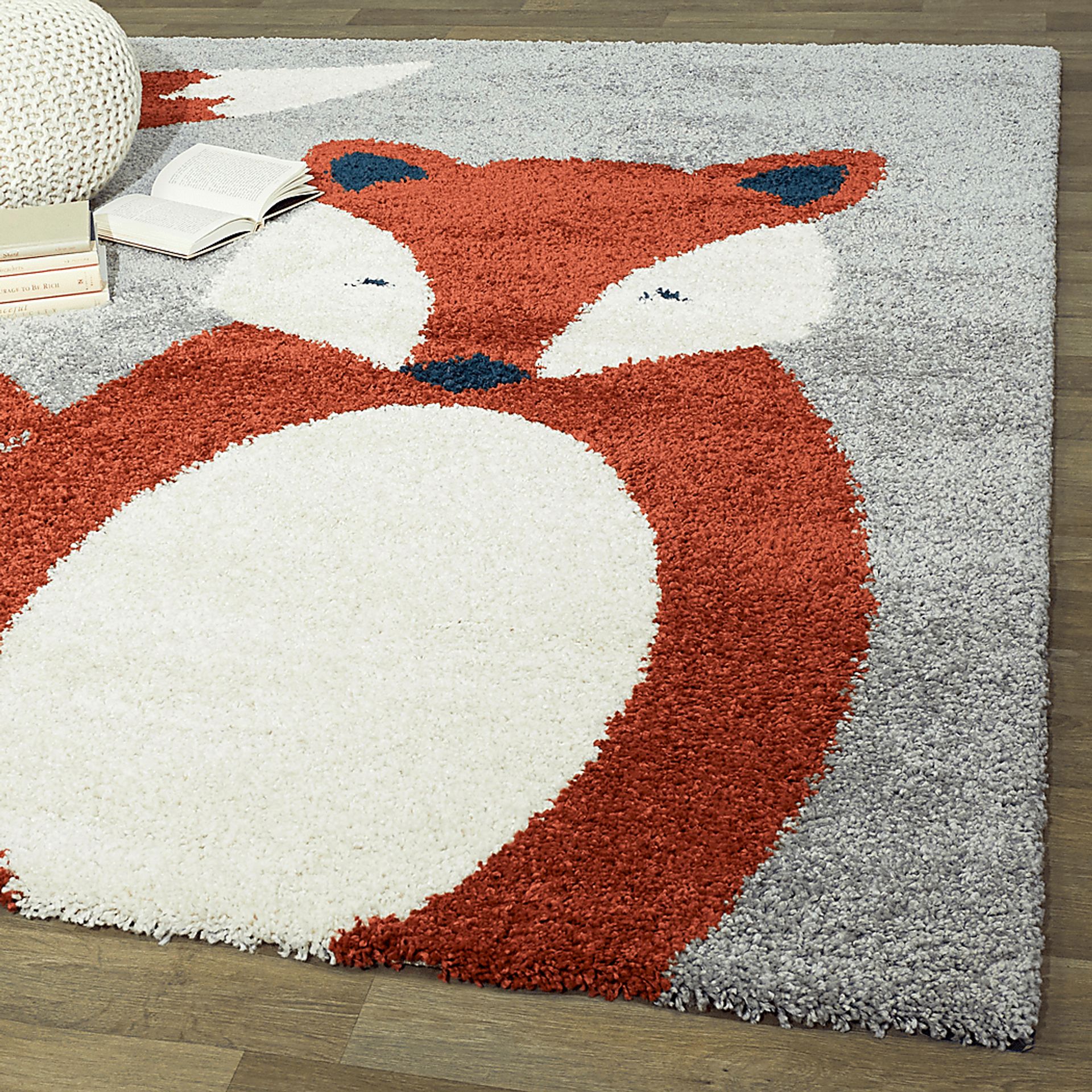Kids Fluffy Fox Gray 5'3 x 7' Rug - Image 2