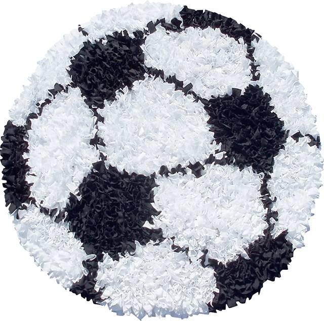 Kids Fluffy Soccer White 3' x 3' Rug - Thumbnail - Image 1