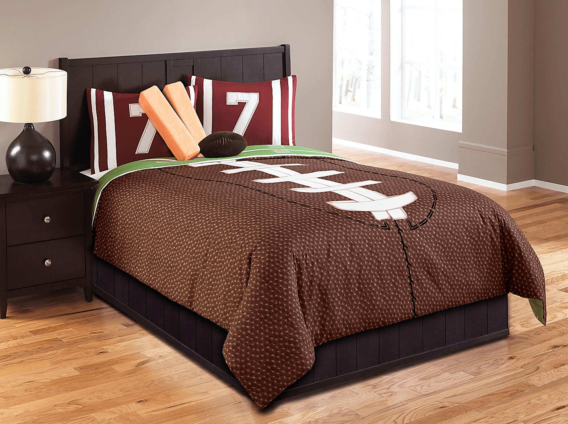 Kids Football Dreams Brown Twin Comforter Set
