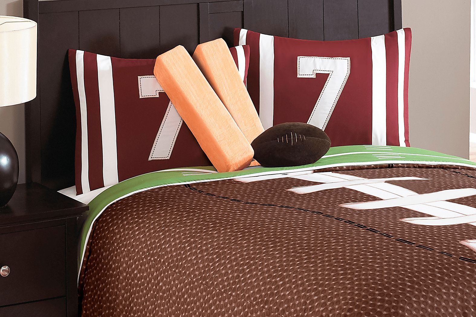 Kids Football Dreams Brown Full Comforter Set - Thumbnail 2