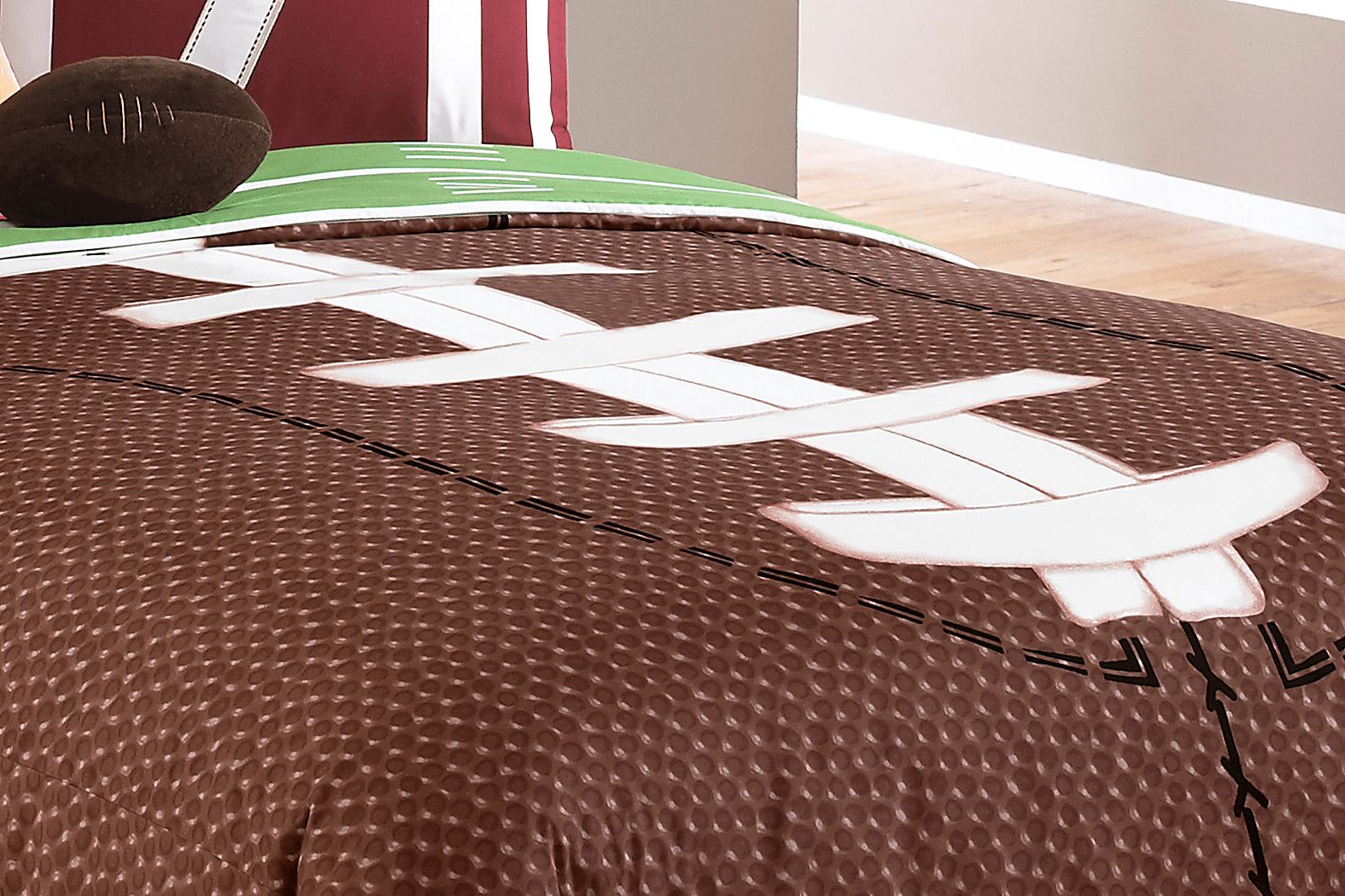 Kids Football Dreams Brown Full Comforter Set - Thumbnail 3