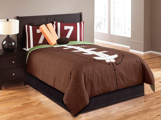 Kids Football Dreams Brown Full Comforter Set