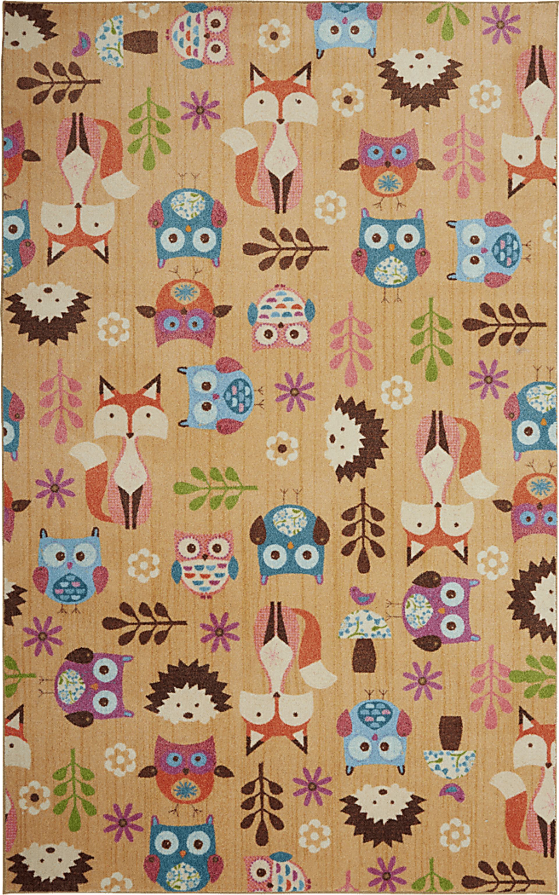 Kids Forest Party Beige 3' x 5' Rug - Image 1