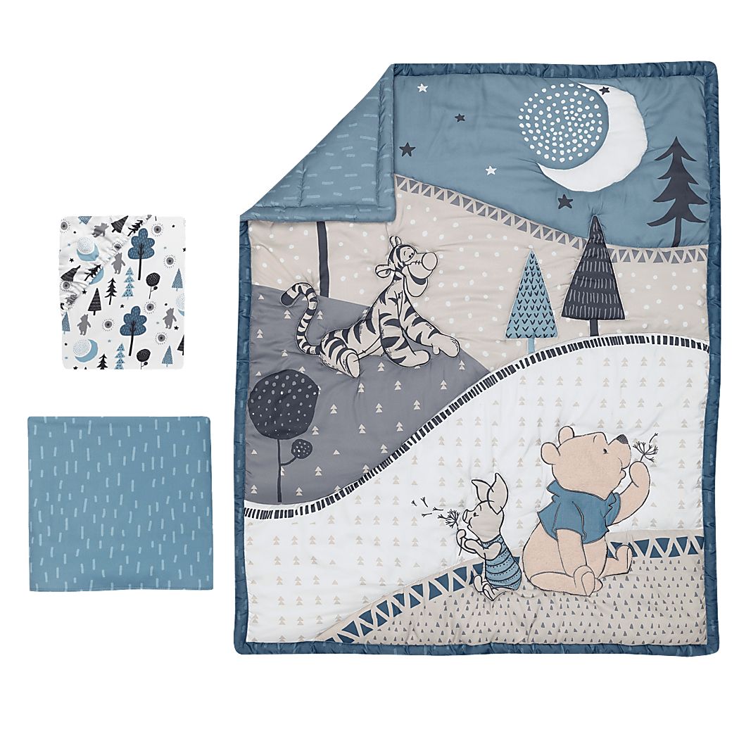 Kids Forever Pooh Blue Baby Bedding Set