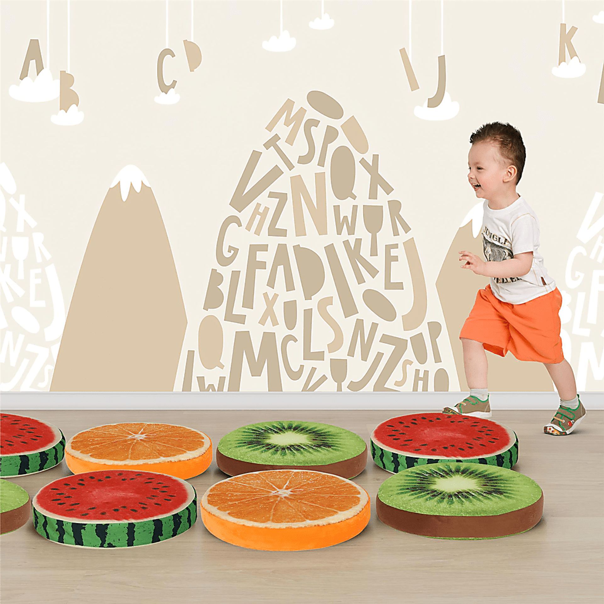 Kids Fruity Cushion Orange Floor Pillow, Set of 10 - Image 3