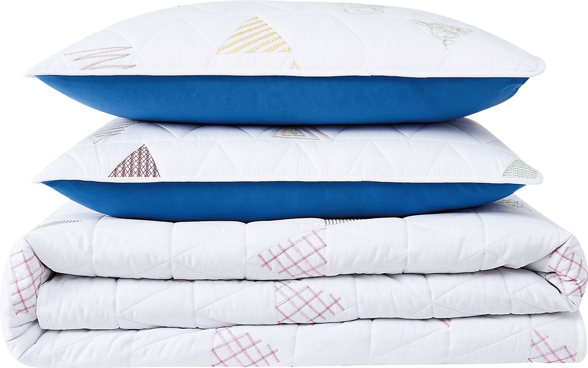 Kids Funky Triangle White Full Quilt Set - Image 5