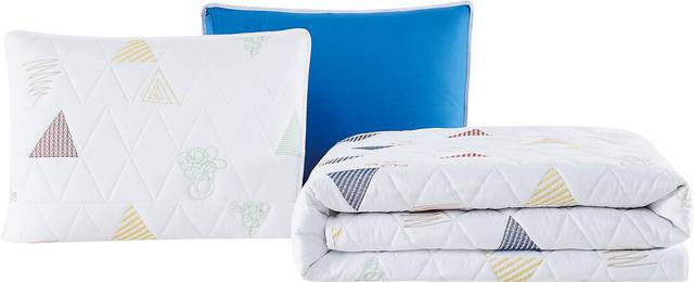 Kids Funky Triangle White Full Quilt Set - Thumbnail - Image 1