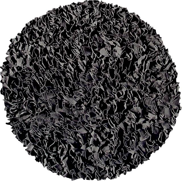 Kids Fuzzy Clouds Black 4' Round Rug - Thumbnail - Image 1