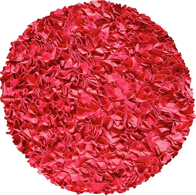 Kids Fuzzy Clouds Red 4' Round Rug - Thumbnail - Image 1