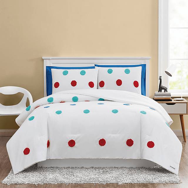 Kids Fuzzy Dot White Full Comforter Set - Thumbnail - Image 2