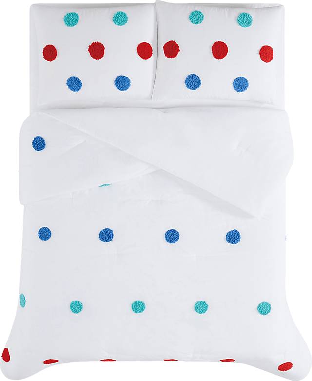Kids Fuzzy Dot White Full Comforter Set - Thumbnail - Image 4