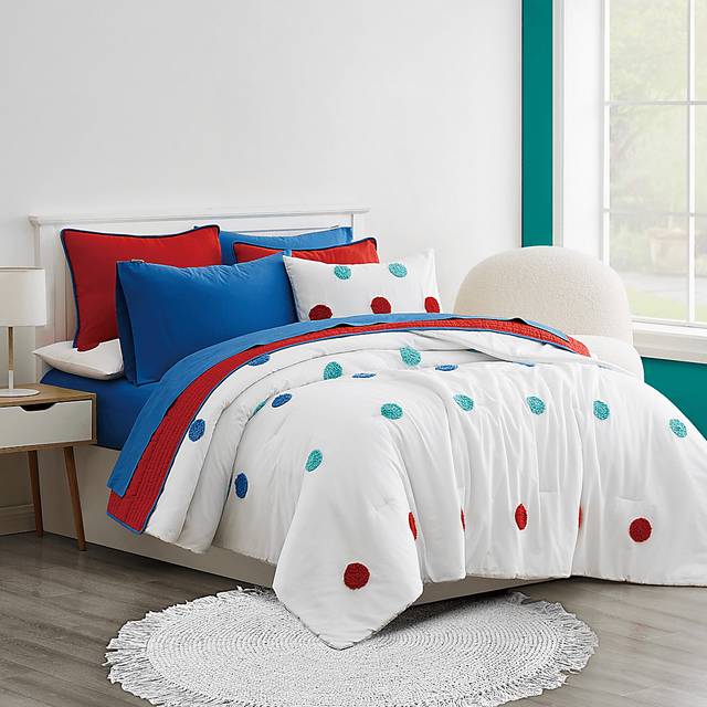Kids Fuzzy Dot White Full Comforter Set - Thumbnail - Image 5