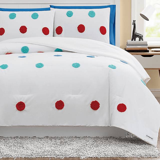 Kids Fuzzy Dot White Full Comforter Set - Thumbnail - Image 7