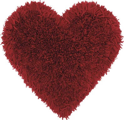 Kids Fuzzy Heart Red Accent Pillow