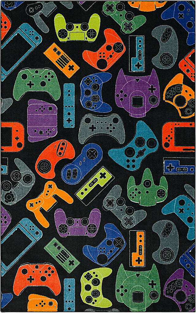 Kids Gamer's Dream Black 3' x 5' Rug - Thumbnail - Image 1