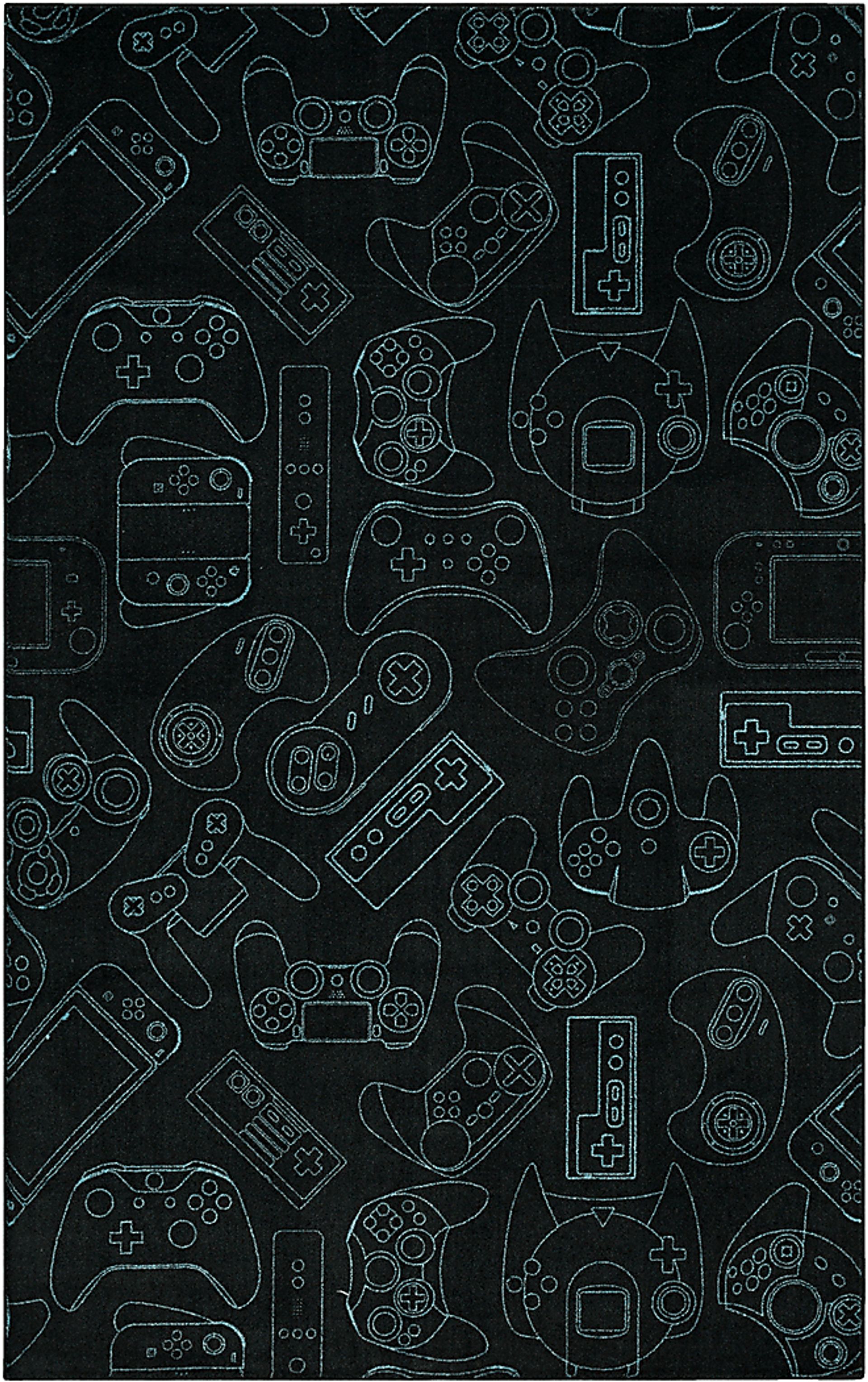 Kids Gamer's Dream Teal 5' x 8' Rug - Image 1
