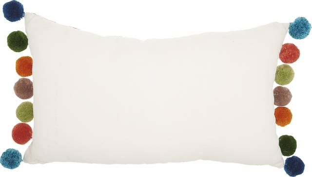 Kids Garden Pom Poms White Accent Pillow - Thumbnail - Image 2