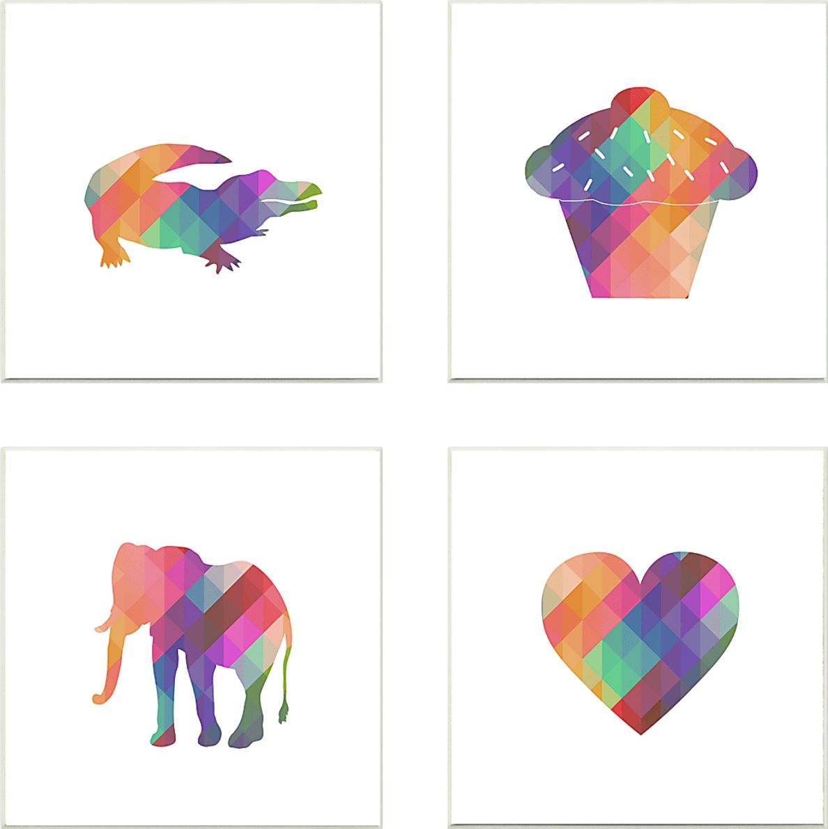 Kids Geometric Rainbow Silhouettes I Set of 4 Artwork