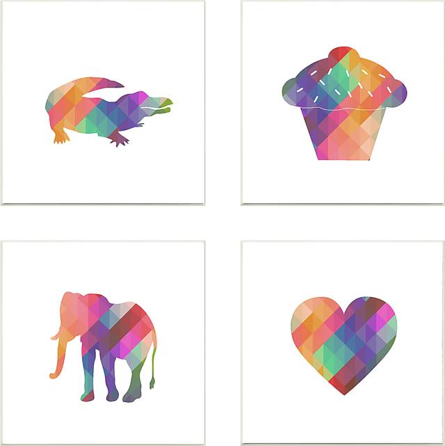 Kids Geometric Rainbow Silhouettes I Set of 4 Artwork - Thumbnail - Image 1