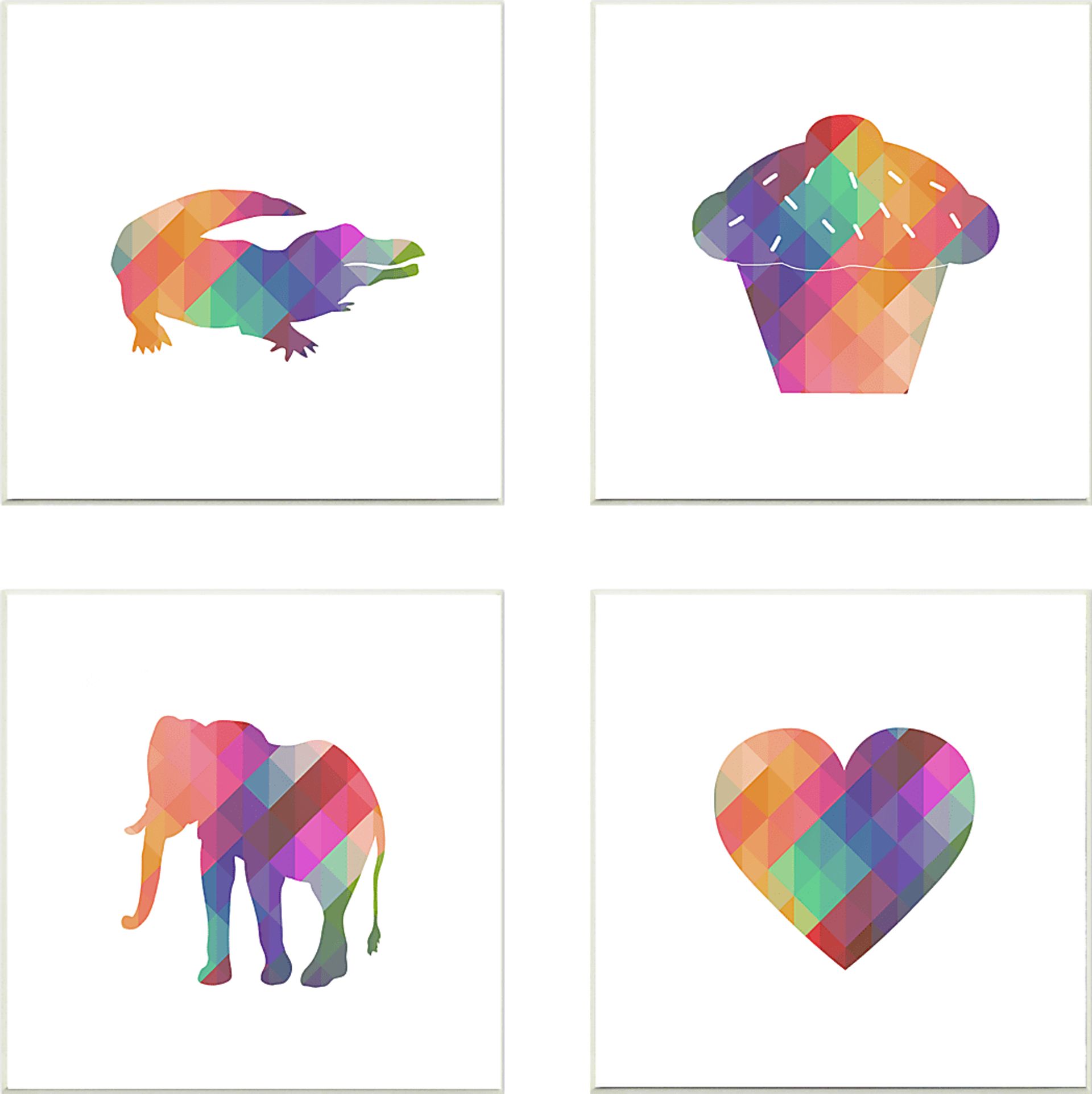 Kids Geometric Rainbow Silhouettes I Set of 4 Artwork - Image 1