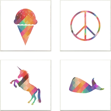 Kids Geometric Rainbow Silhouettes II Set of 4 Artwork