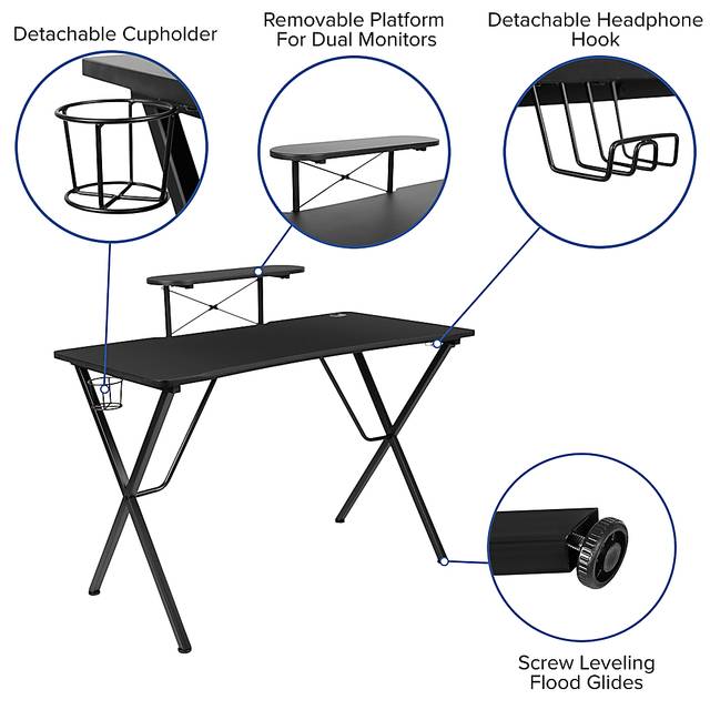 Gerro Black/Blue PC Gaming Desk and Chair Set - Thumbnail - Image 5