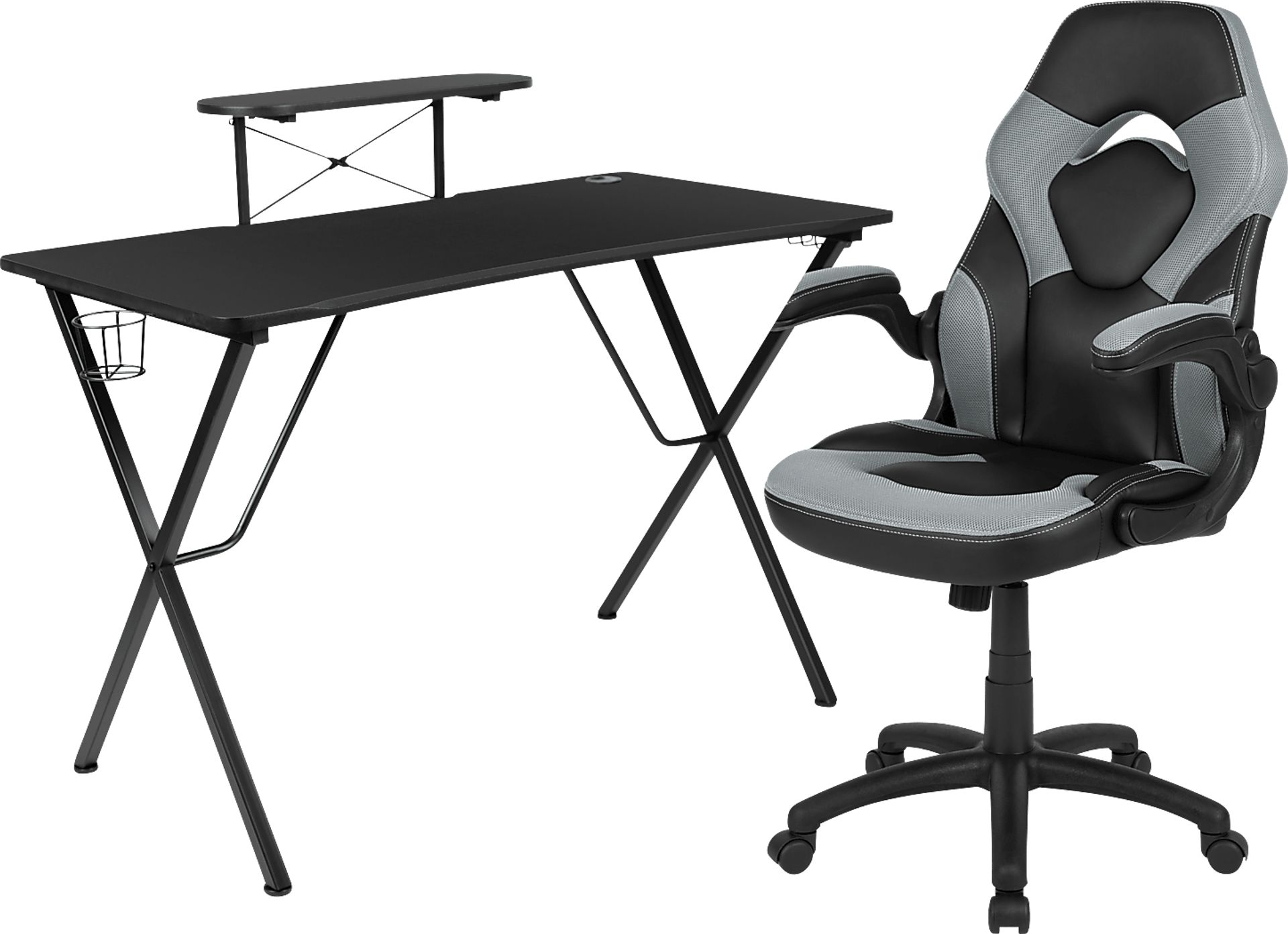 Gerro Black/Gray PC Gaming Desk and Chair Set - Image 1