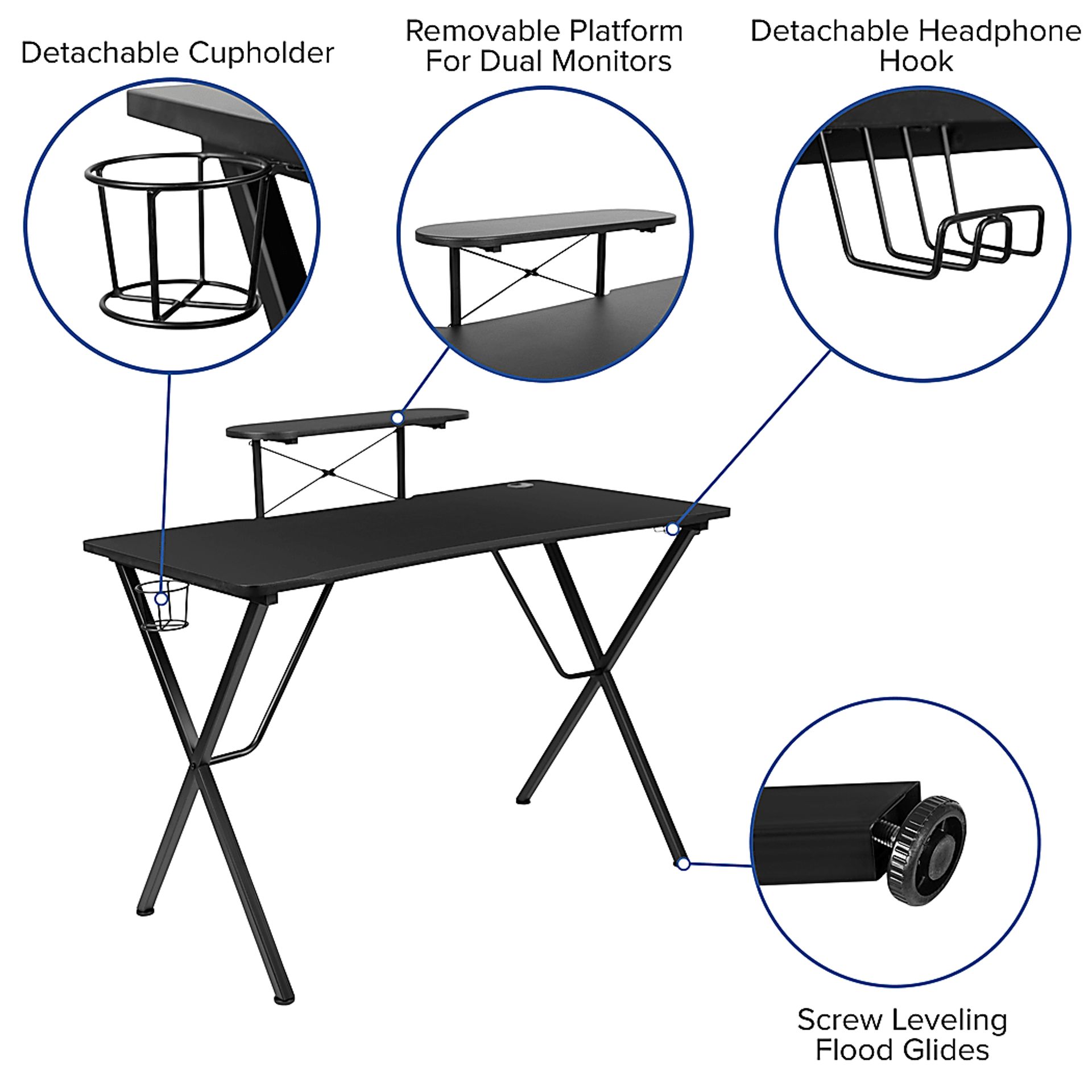 Gerro Black/White PC Gaming Desk and Chair Set - Image 5