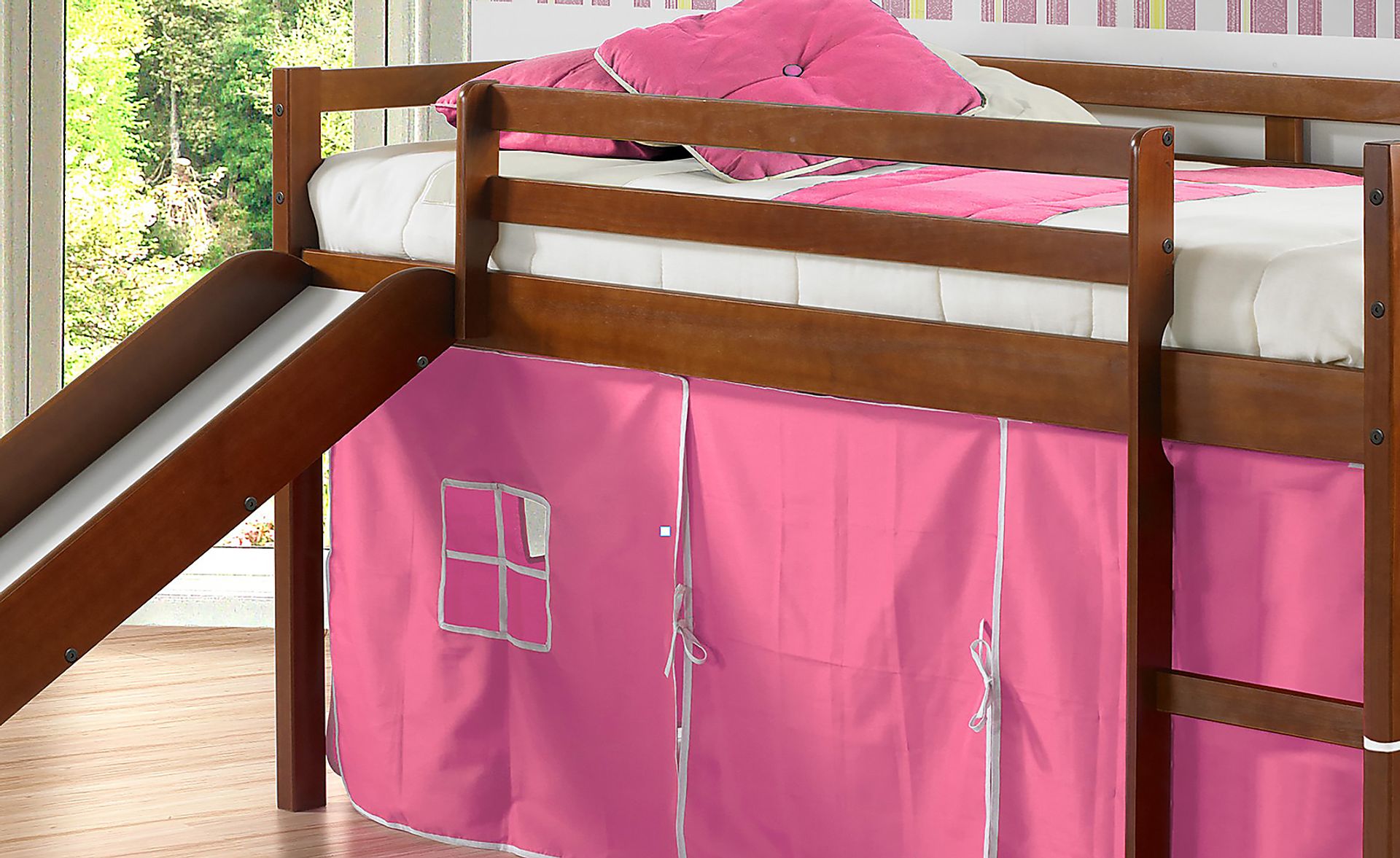 Kids Geuda Pink Twin Tent Loft Bed - Image 5