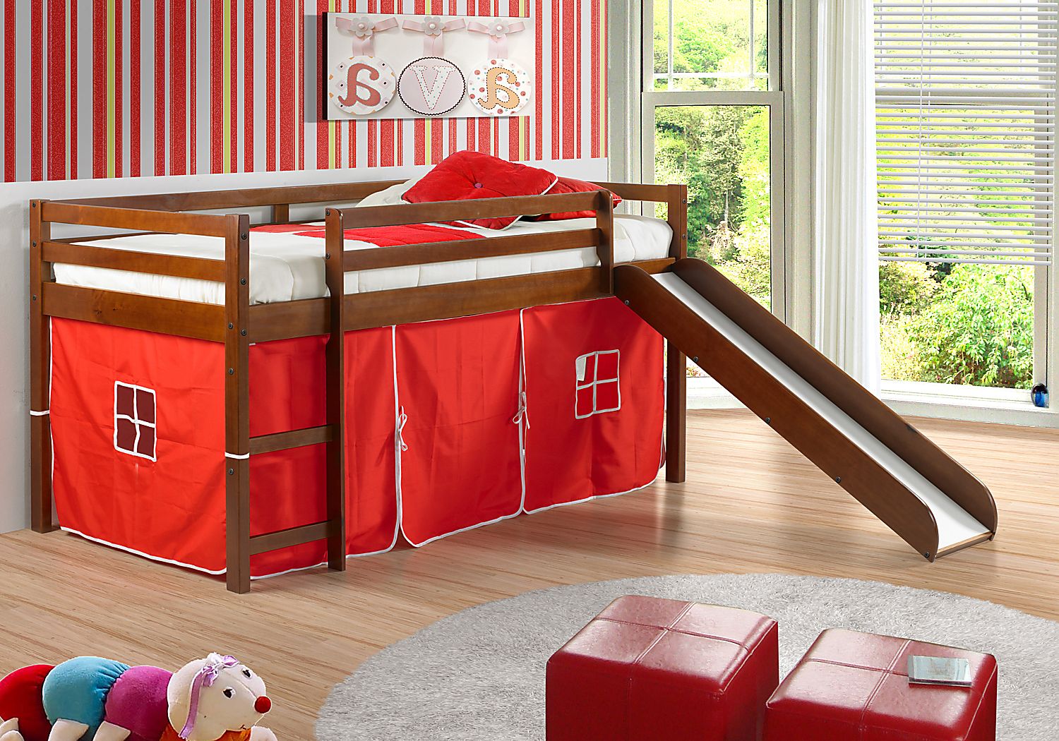Kids Geuda Twin Tent Loft Bed - Thumbnail 4