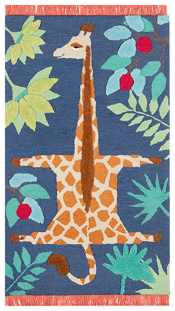 Kids Giggly Giraffe Navy 3' x 5' Rug