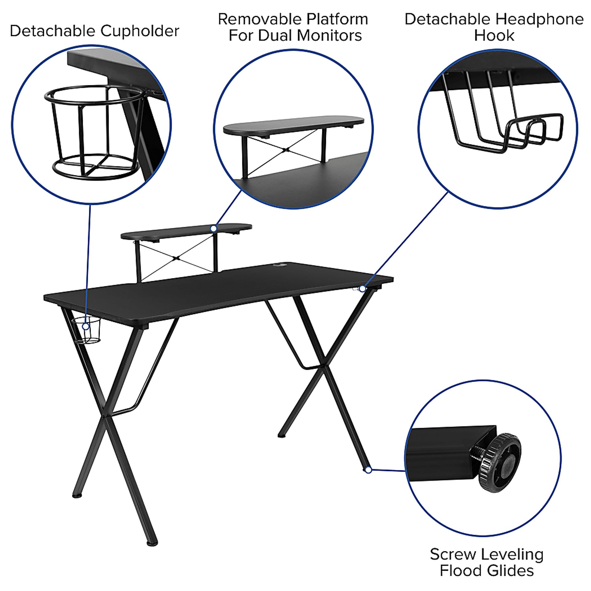 Kids Gindrex Black Gaming Desk - Image 9