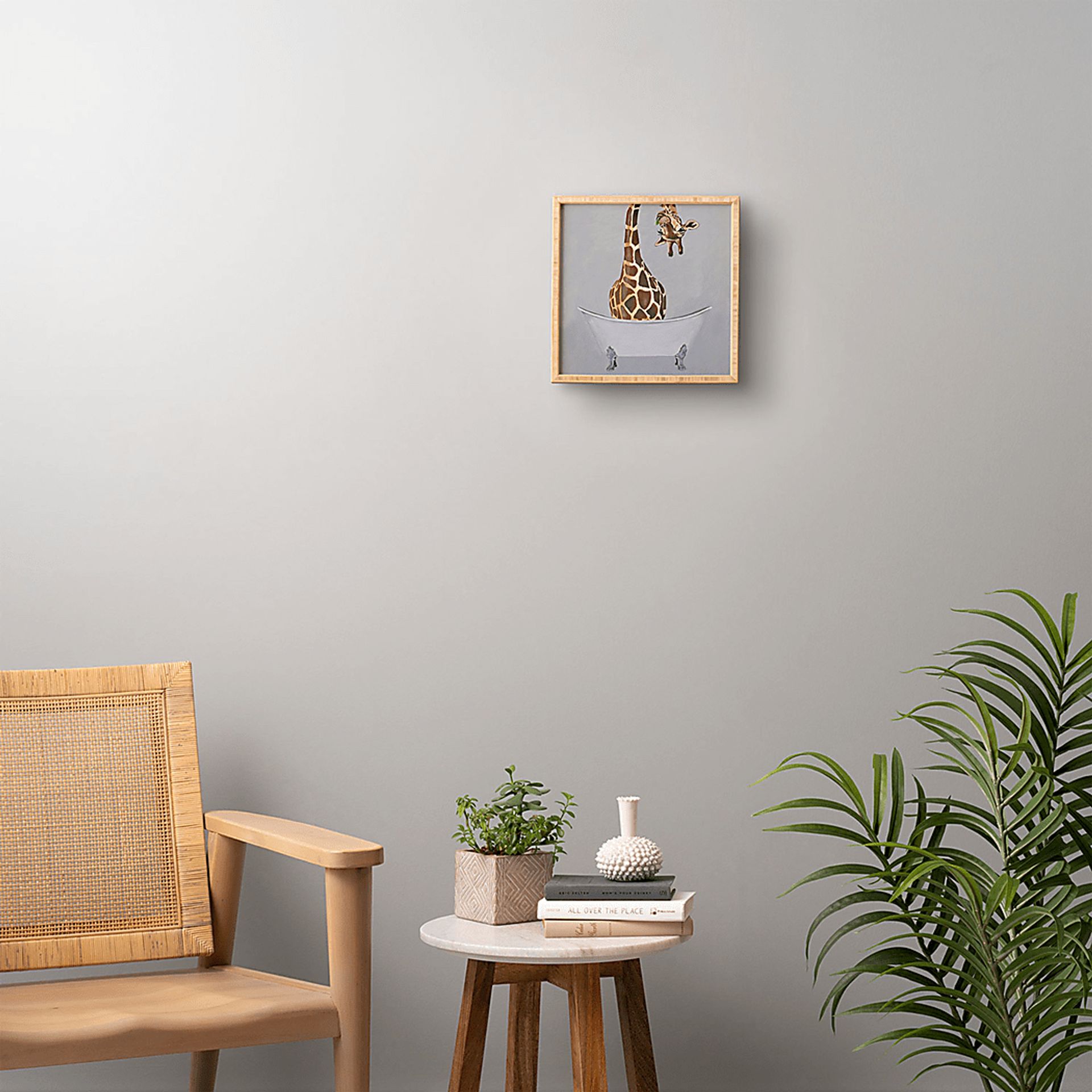 Kids Giraffe Bath Gray Framed Wall Art - Image 2