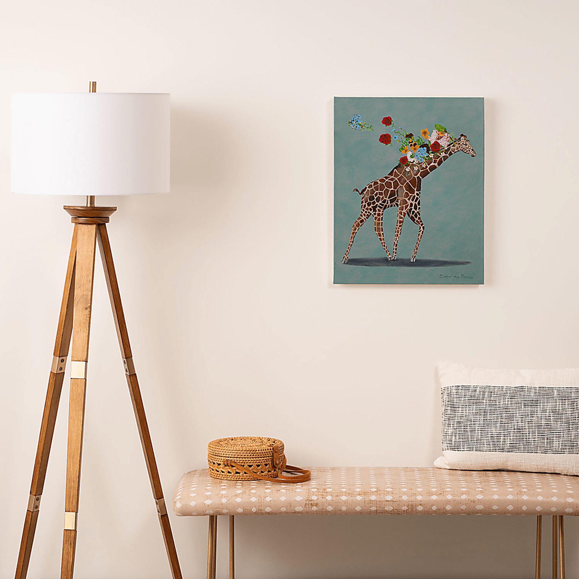 Kids Giraffe Bouquet I Gray Artwork - Image 2