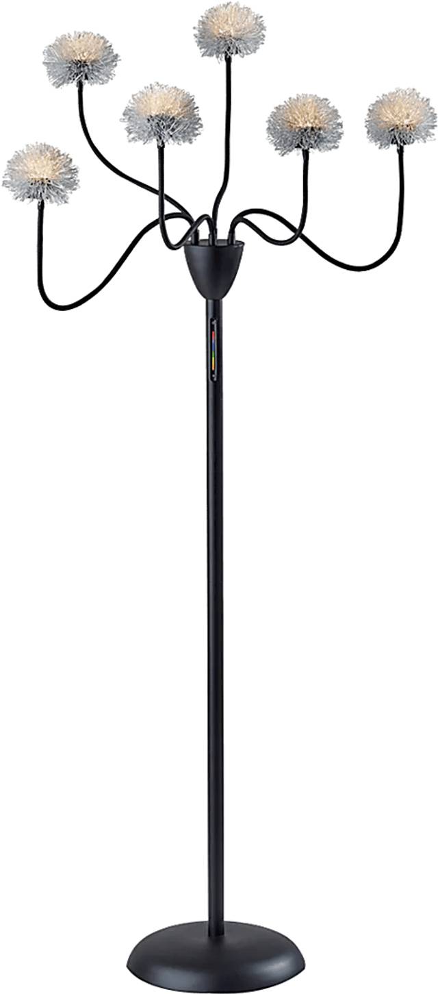 Kids Glam Pop Decor Black Pom Pom Floor Lamp - Thumbnail - Image 1