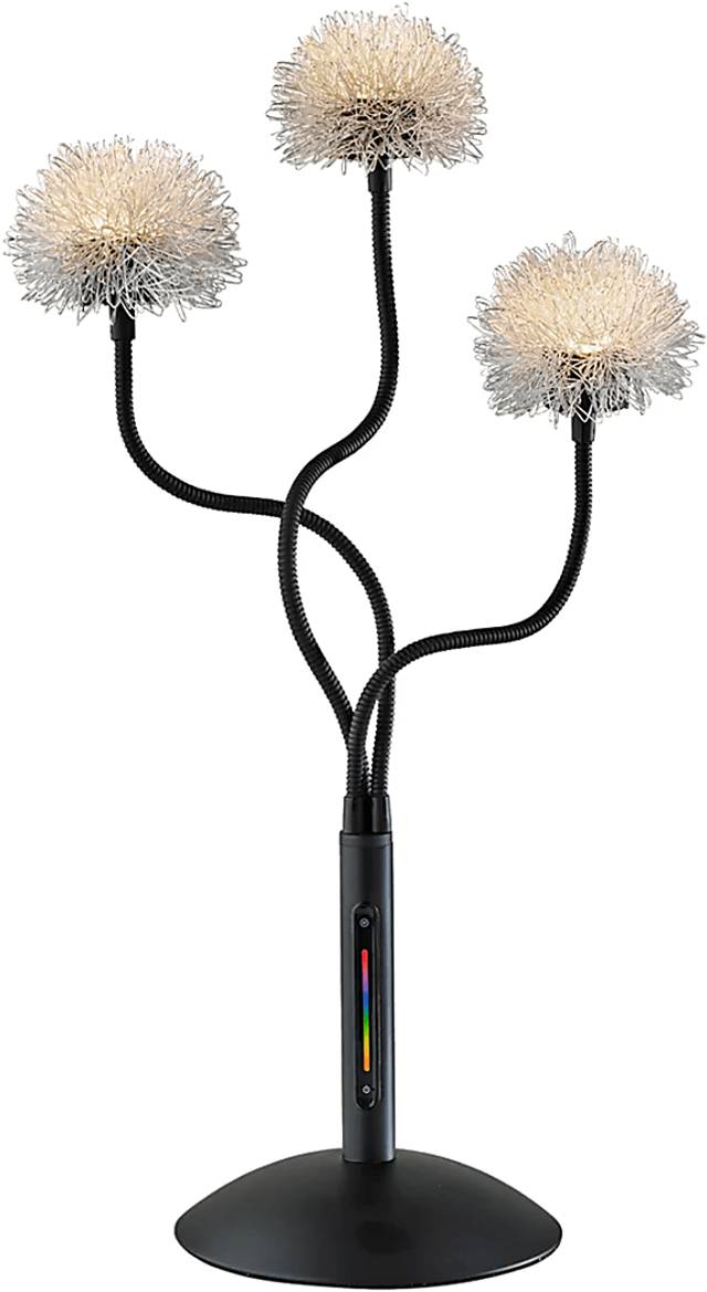 Kids Glam Pop Decor Black Pom Pom Table Lamp - Thumbnail - Image 1