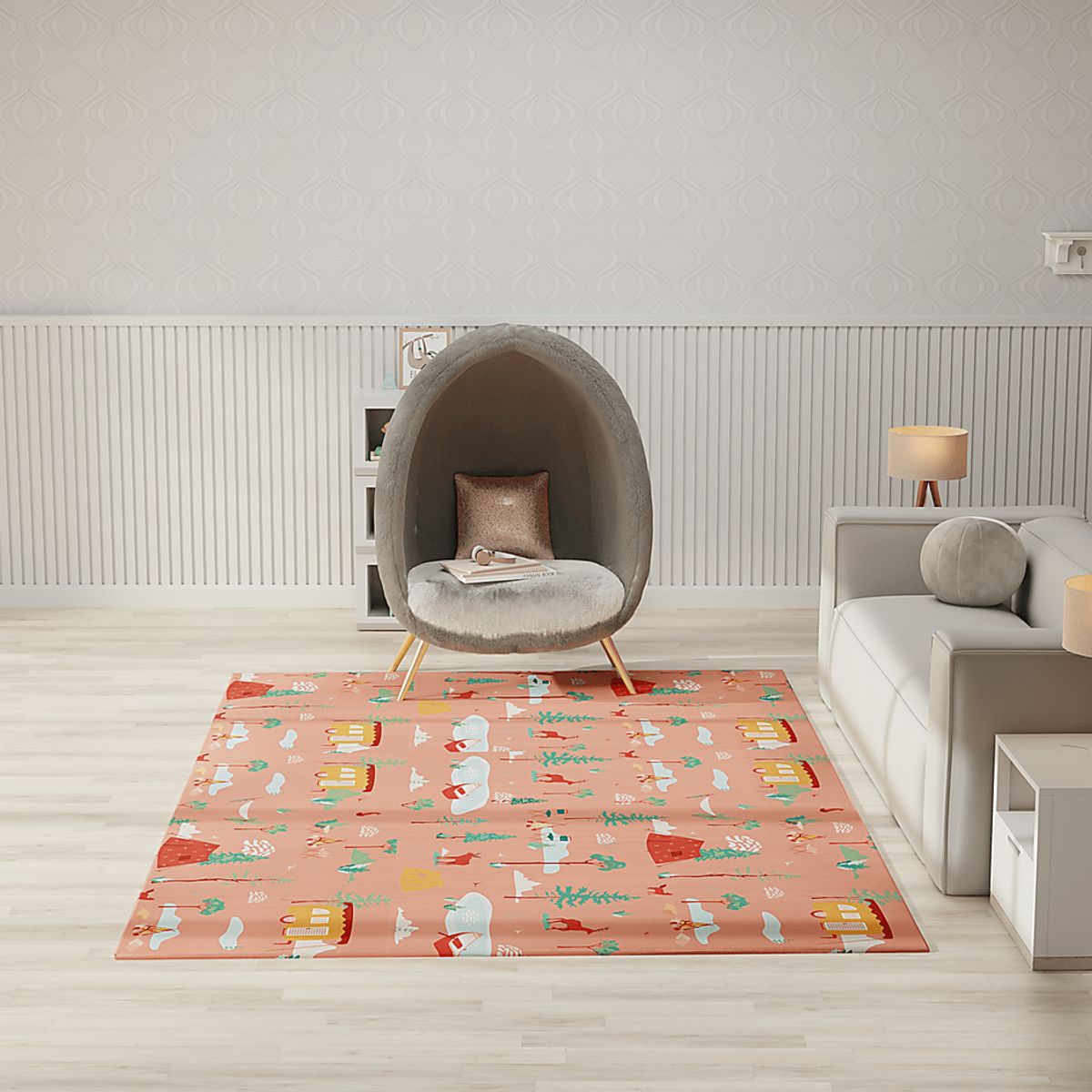 Glamp Explorer Orange Orange,Red Rugs | Rooms to Go