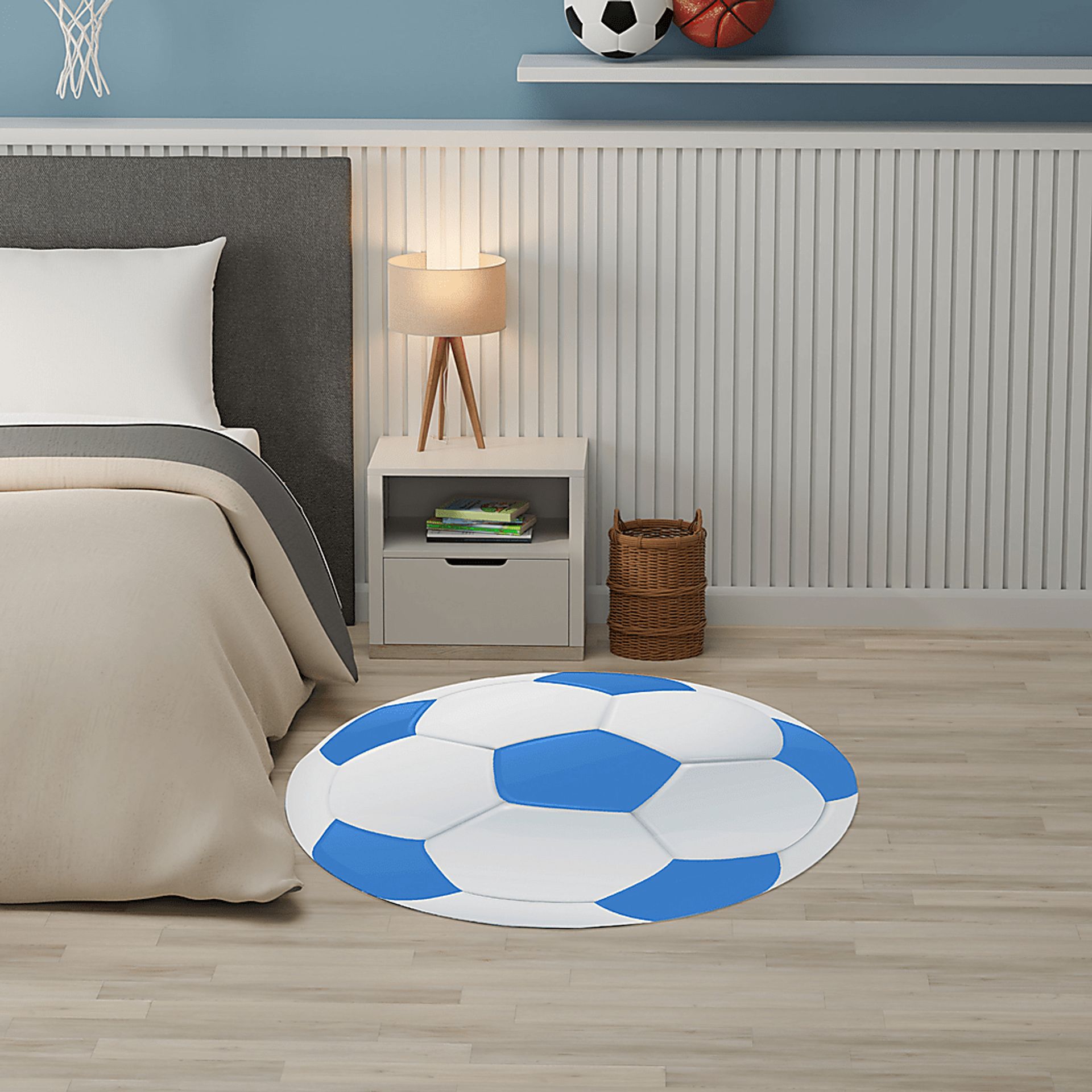 Kids Goal Getter Blue 5' Round Rug - Image 2